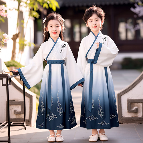 汉服男童国学服中国风古装书童服装三字经弟子规儿童演出服小学生