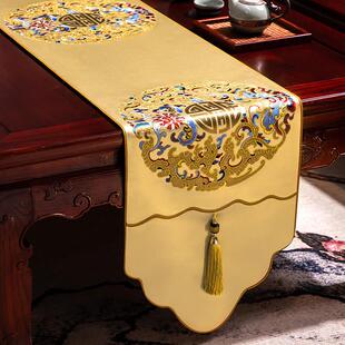 桌旗新中式茶桌垫布防水茶席禅意茶桌布茶台布长条电视柜桌布定制