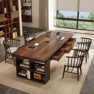 南美黑胡桃木实木书桌带抽屉去客厅化大长桌家用工作台办公学习桌