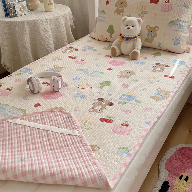 ins卡通动物游园会夹棉床盖三件套双面全棉少女心学生宿舍0.9m1.8