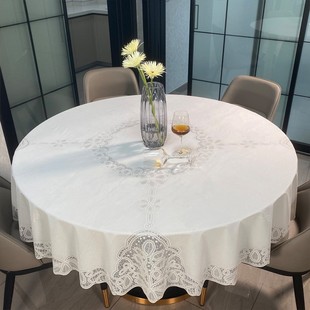 台布 日本进口圆形pvc防水r桌布蕾丝圆桌桌布家用圆桌布餐桌欧式