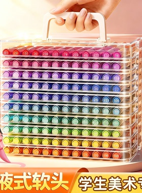 2025新款锐牌直液式丙烯马克笔24色水彩笔画画笔彩色小学生美术专用幼儿园专用不透色可叠色可水洗无毒笔芯