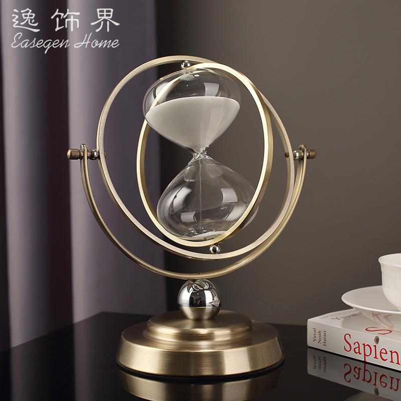 北欧轻奢旋转沙漏计时器创意办公室摆件解压书房装饰定制礼物刻字