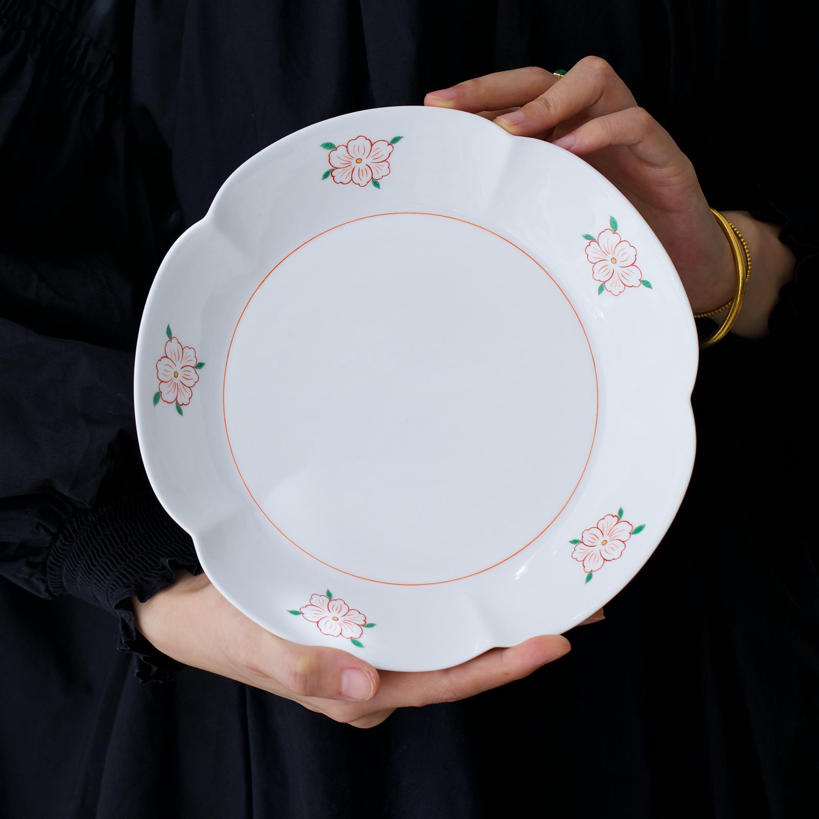 曼叙餐盘高级感家用陶瓷创意花口深盘新婚礼物送新人高级实用餐具