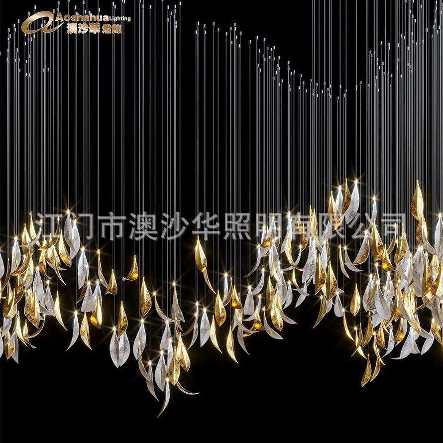 现代轻奢复式楼大吊灯别墅客厅水晶吊灯设计师款大气客厅主灯