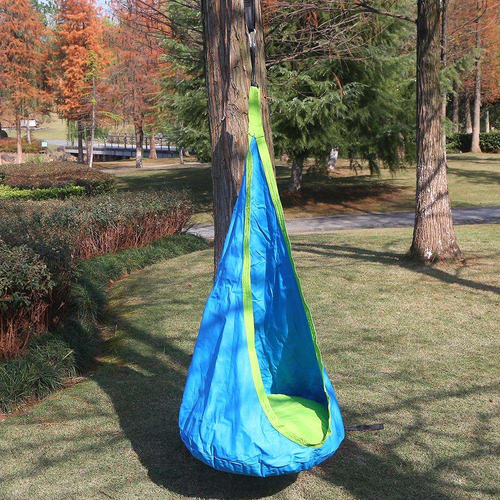 儿童便携式充气秋千吊椅 创意户外懒人吊床 彩色加厚降落伞布床