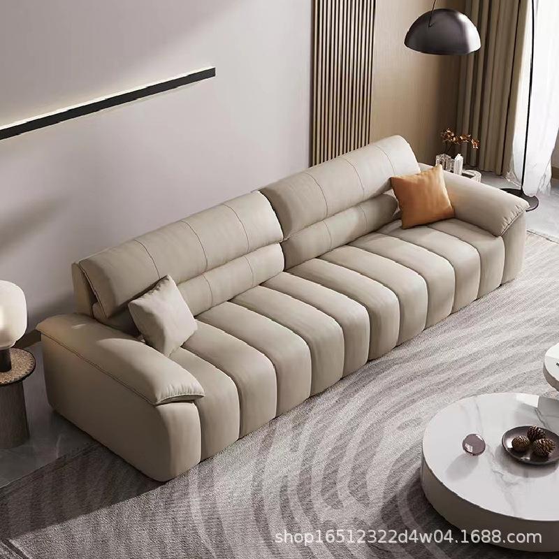 现代简约三人位网红钢琴沙发大小户型一字时尚高档奶油风轻奢直排