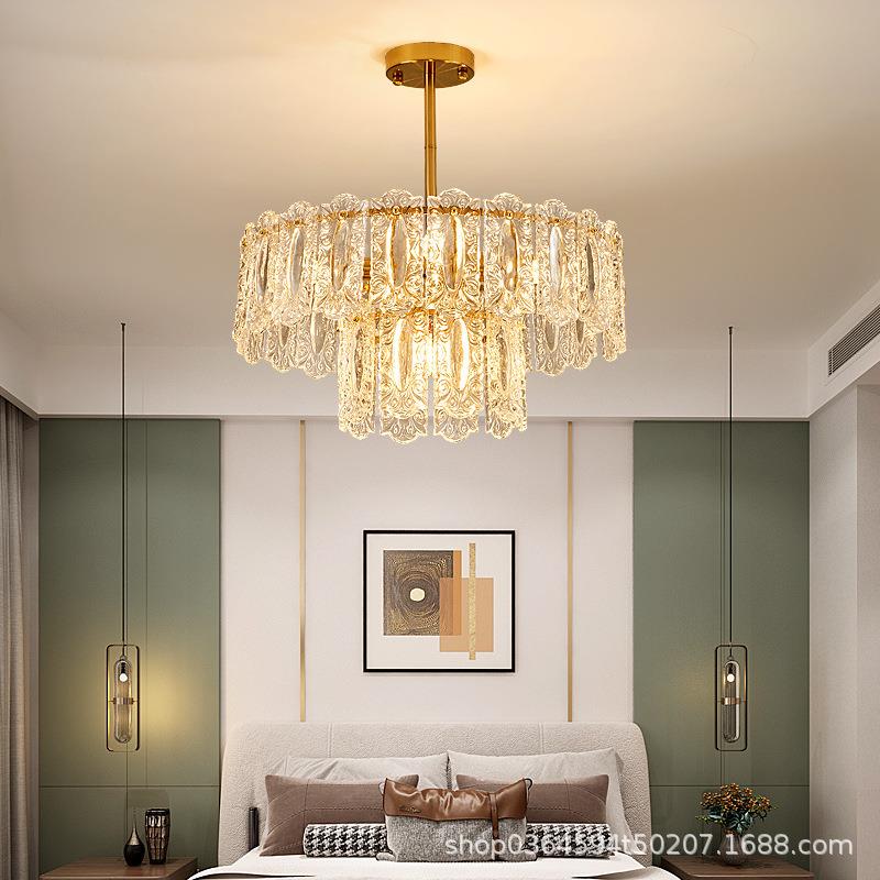 法式轻奢水晶灯卧室吸顶灯后现代简约餐厅玻璃吊灯北欧复古客厅灯
