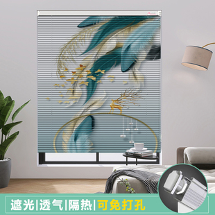 升降洗手间厨房免打孔百叶 百叶窗窗帘卫e生间遮光防晒隔热拉卷式