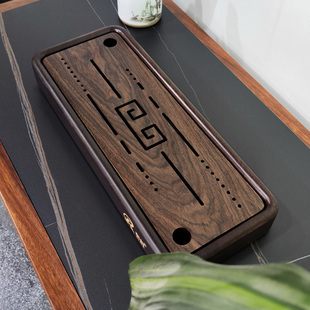 黑檀木整块储水茶盘家用实木干泡台办公室小M型茶托整木雕刻茶托