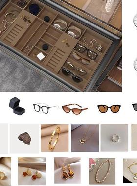 模型房衣帽间抽屉饰品岛梳妆台珠宝无障碍豪华风格衣柜戒指耳环项