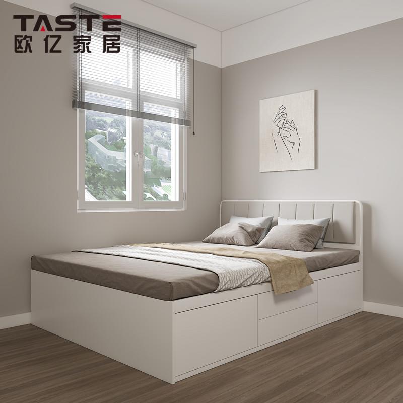 北欧简约实木床板高箱榻榻米储物床小房间省空间板式踏踏米双人床