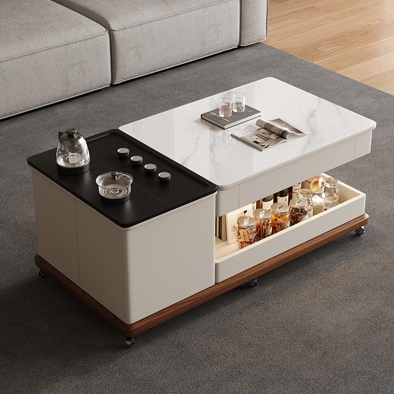 岩板茶几现代简约泡茶桌烧水壶一体式移动沙发边几家用客厅小茶台