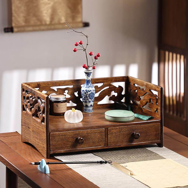 异丽实木茶杯置物架桌上中式茶具收纳层架茶台茶盘收纳盒都承盘茶,收纳整理,茶具收纳盒,淘宝优惠券,粉丝福利购,淘宝优惠卷