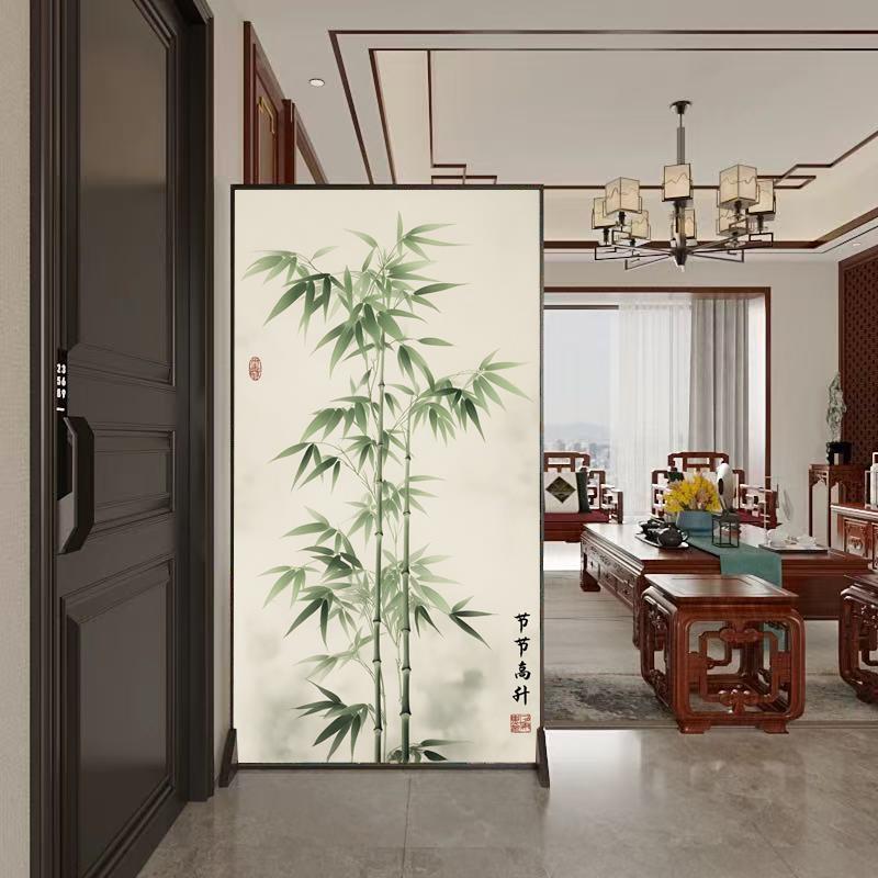 新中式竹子屏风隔断办公室客厅茶室卧室入户正对门可移动玄关座屏