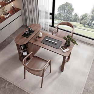 全实木移动茶台小户型泡茶桌家用现代简约可伸缩阳台烧水一体茶柜