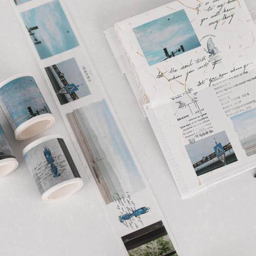 天空之城｜原创蓝色系摄影和纸胶带5cm手帐胶带贴纸diy材料素材