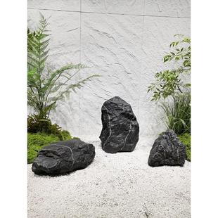 彷真石头摆件户外庭院黑山石造景装 园林景观雕塑假山石 饰室内软装