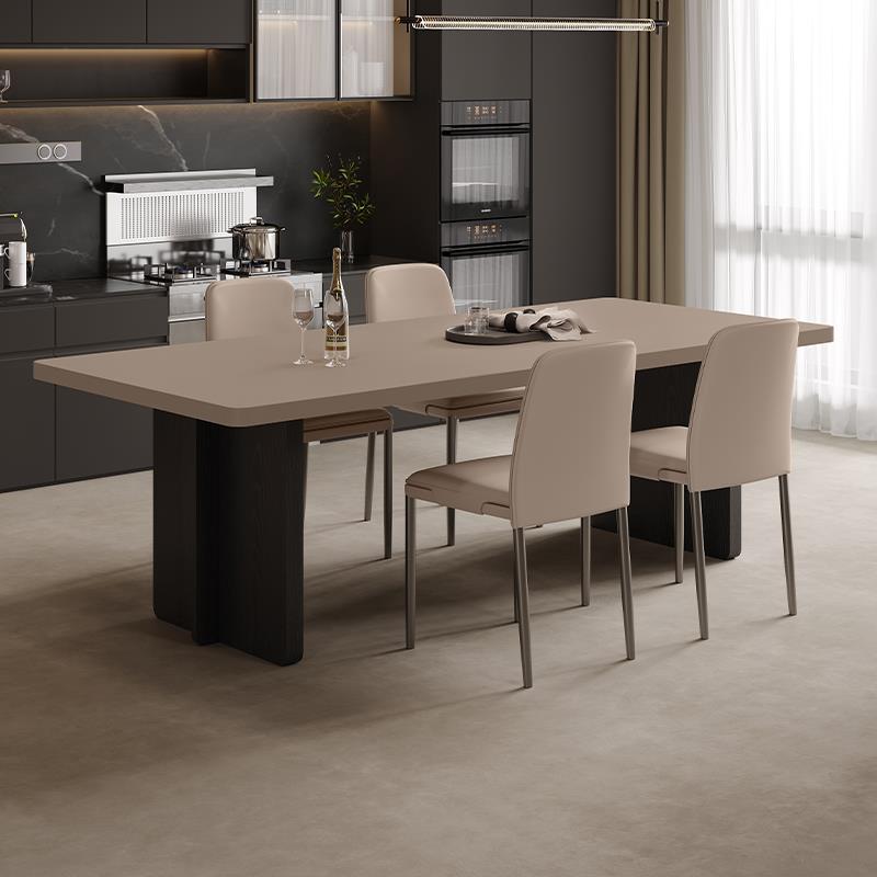 高端家用意式极简岩板餐桌椅组合客厅小户型奢石饭桌实木北欧轻奢