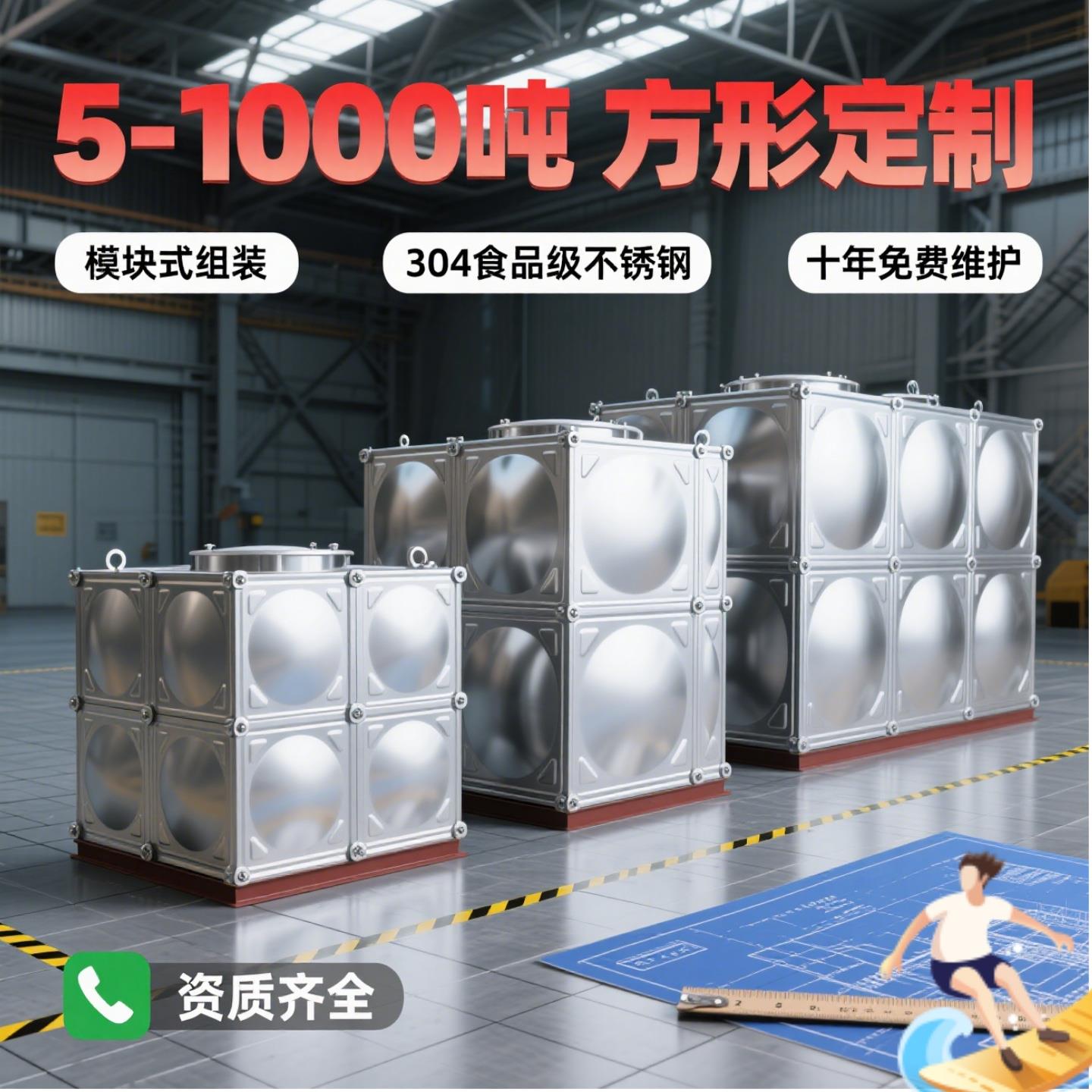 304不锈钢水箱定制消防水箱18立长方形生活保温储水罐bdf箱泵一体