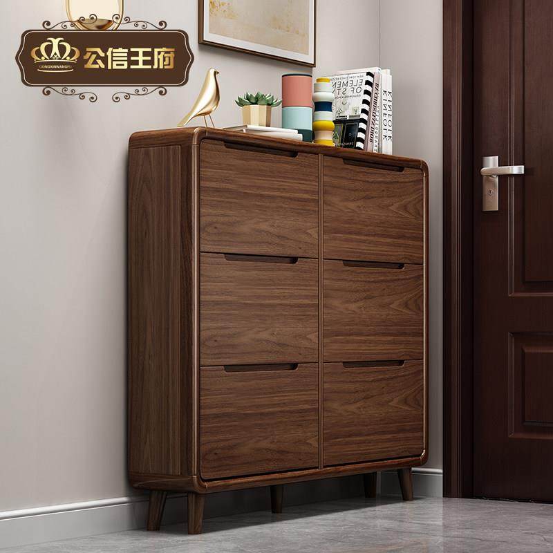 新中式超薄鞋柜家用门口17CM实木框翻斗小鞋架省空间入户窄玄关柜,住宅家具,鞋柜,淘宝优惠券,粉丝福利购,淘宝优惠卷