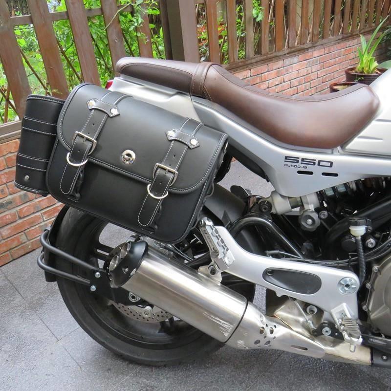 易550/250覆古左右侧袋侧袋快速释放不锈钢支架Qj500-19摩托车改