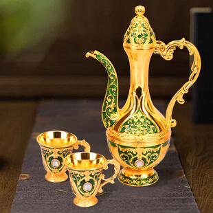 典雅花酒具套装分酒器家用饮酒器酒具欧式酒壶奢华酒杯合金属酒壶