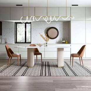 岩板餐桌轻奢风家用小户型大理石长方形现代简约伸缩折叠饭桌椅子