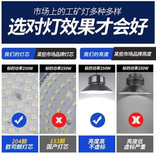 led工矿灯照明超亮200w100大功率工厂车间仓库专用库厂房工业吊灯