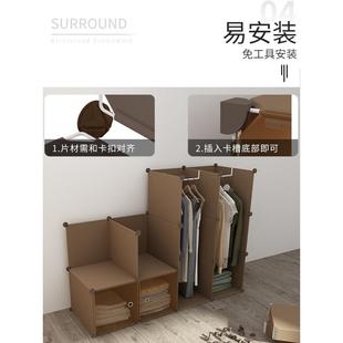 012纳柜子 简易衣结实柜耐用出塑租房家用卧室挂衣橱舍料布收lyg