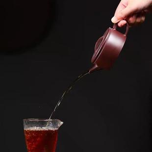 宜兴正宗紫砂壶原矿紫朱泥简约创意大口盖汉瓦壶家用泡茶壶高档茶