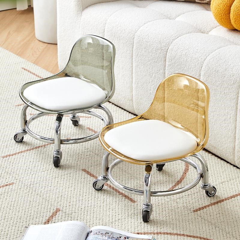 万向轮矮凳静音透明椅子客厅美缝凳学步板凳家用儿童带滑轮小凳子