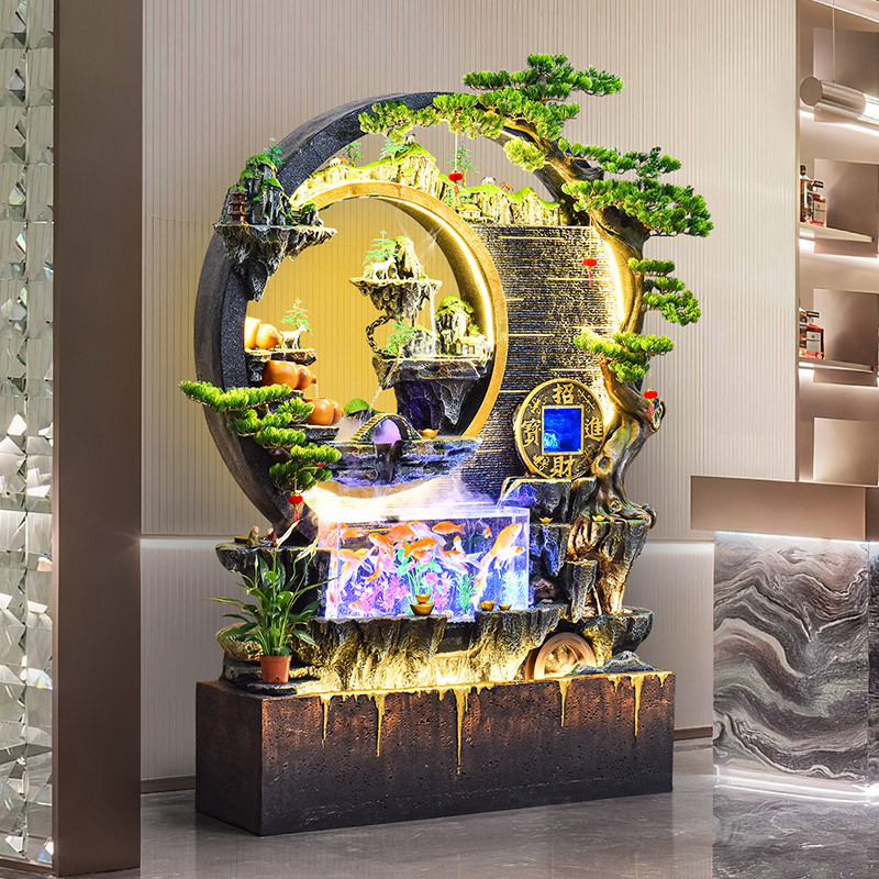 皇礼大型假山流水喷泉玄关水景墙屏风客厅庭院景观装饰品落地摆件