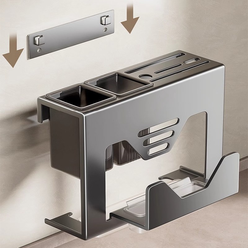 可拆卸刀架置物架厨房壁挂式多功能菜板菜刀架筷子筒一体收纳架子