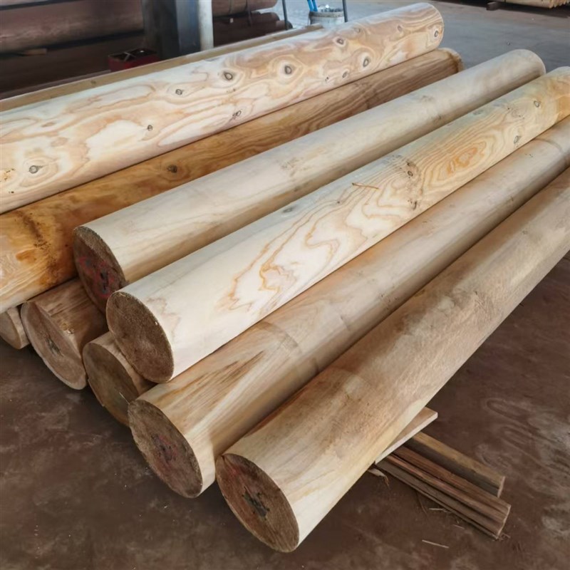 户外防腐木圆柱古建房梁木杉木立柱原木实木祠堂横梁杉木板圆木柱