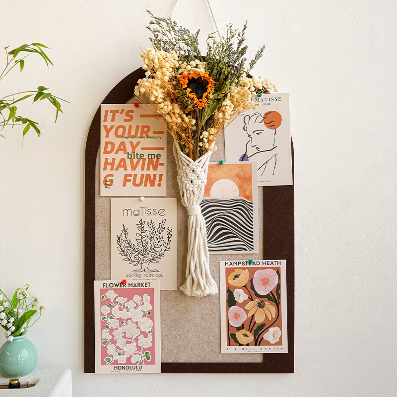 免打孔干花卡片挂毯毛毡板墙贴卧室背景墙面装饰照片墙留言软木板