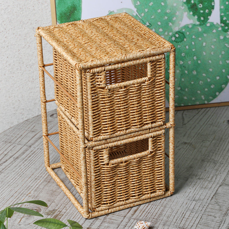 手工仿藤编桌面抽屉式整理柜分格茶几零食置物架口红化妆品收纳盒,收纳整理,整理架/置物架/收纳架,淘宝优惠券,粉丝福利购,淘宝优惠卷