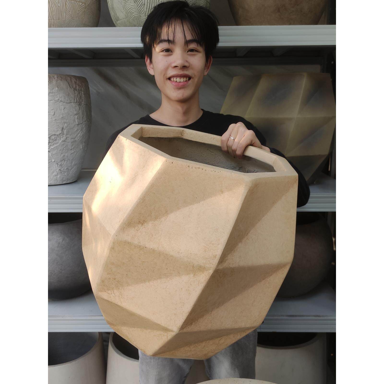 落地大口径花盆现代风覆古花盆侘寂风南法风中古风高级感镁泥花盆