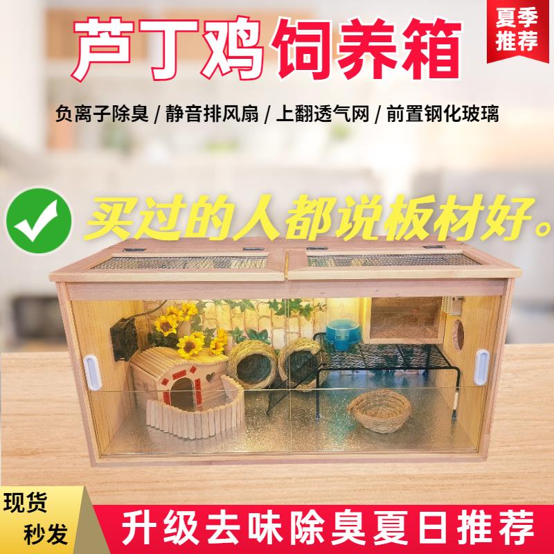 芦丁鸡饲养箱全套育雏恒温箱仓鼠爬虫繁殖笼宠物鸡笼松实木窝包邮