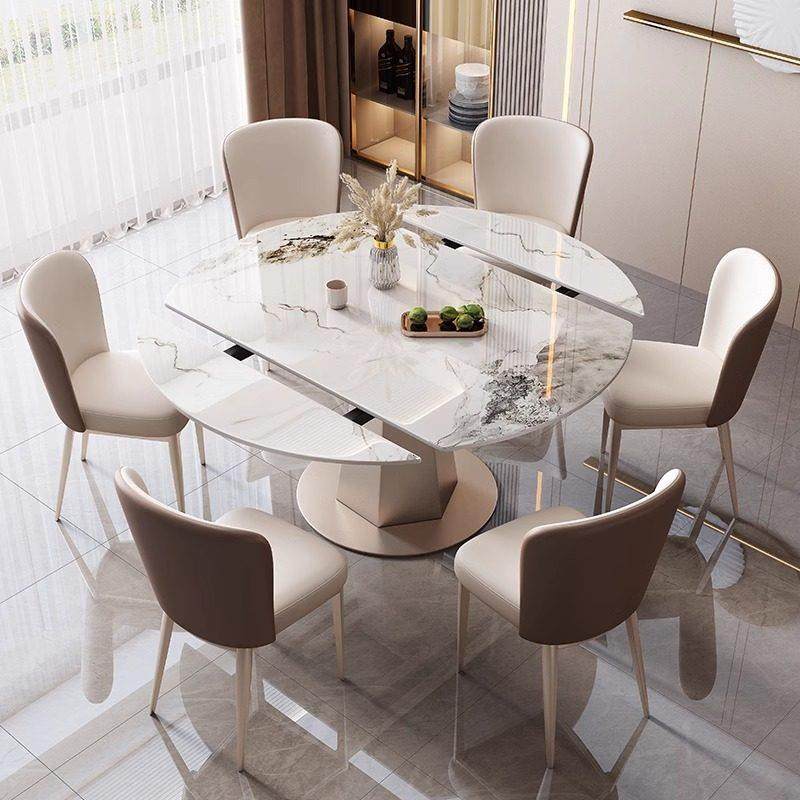 现代简约岩板餐桌椅组合可伸缩折叠轻奢旋转饭桌家用小户型变圆桌,住宅家具,岩板餐桌,淘宝优惠券,粉丝福利购,淘宝优惠卷