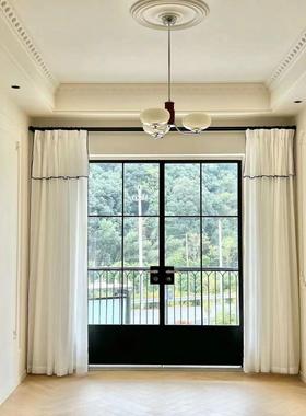 轻奢极简门法式复古格子门窗上海老钢窗铁艺玻璃格子门进户门隔断