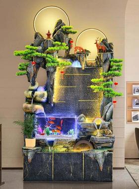 大型假山喷泉鱼缸瀑布风水轮客厅办公室循环水摆件财富家居饰品