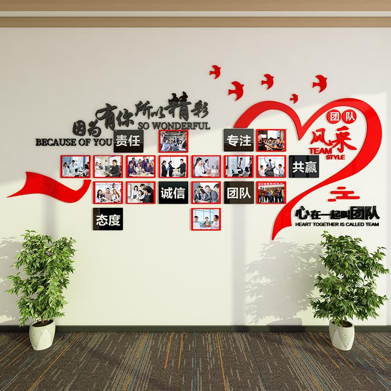 办公室墙面装饰员工风采展示墙公司团队活动剪影照片墙贴企业文化