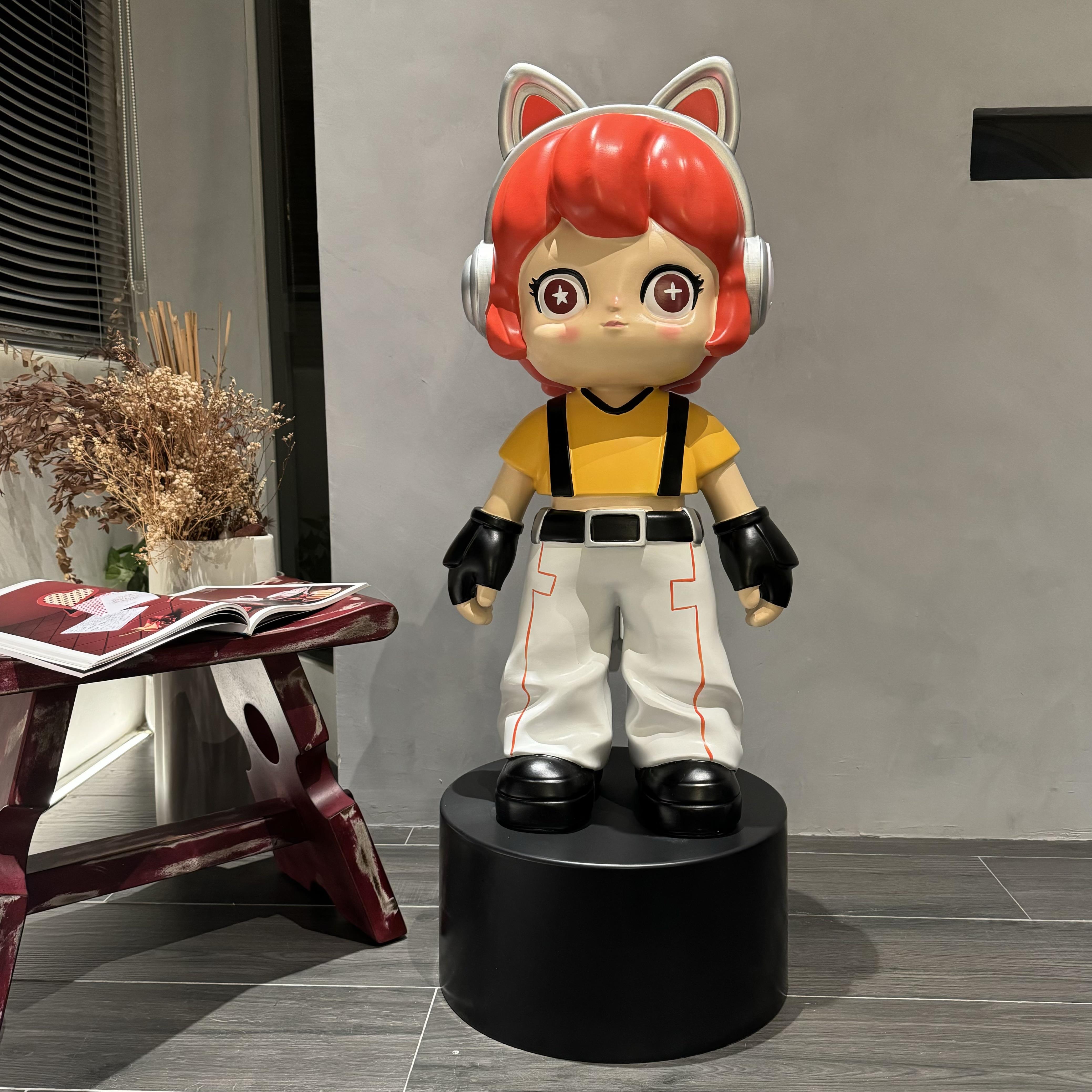 潮玩卡通猫女蓝牙音响客厅电视柜轻奢家居高档存钱罐落地装饰摆饰