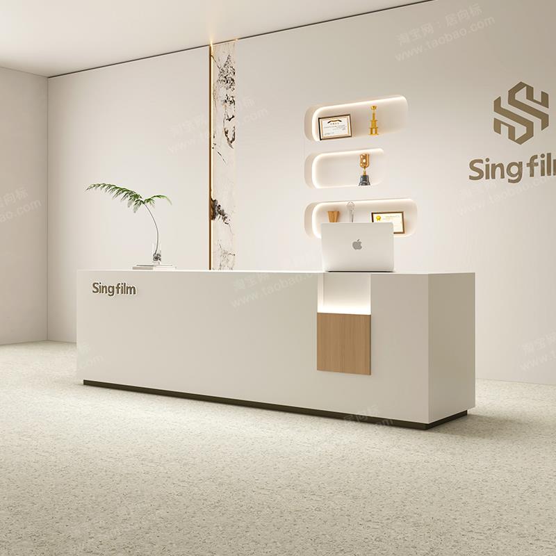 轻奢烤漆美容院公司办公室前台接待培训机构民宿吧台收银柜台电脑