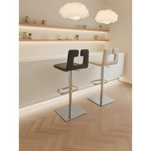 吧椅设计师轻奢现代简约升降吧台椅不锈钢旋转高脚凳家用岛台餐椅