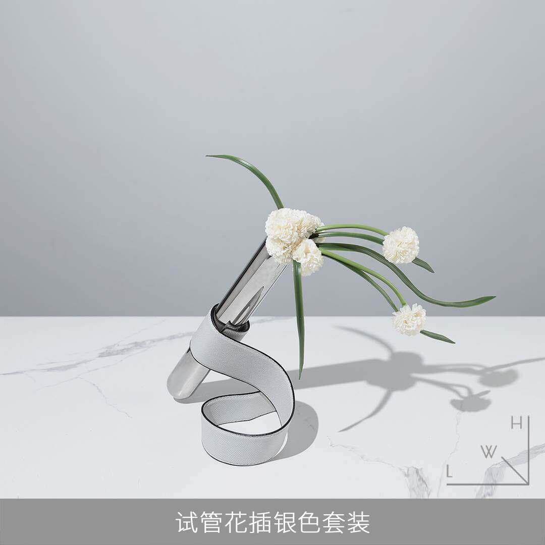 现代艺术试管玻璃小花瓶饰品样板房家居软装客厅餐桌干花插花装置