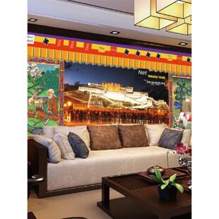 挂毯尼泊尔藏式背景布民族风布达拉墙布高级感背景不宿舍床挂布