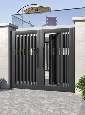 铝合金别墅庭院门户外铝艺大门乡村自建房铁大门单双开子母门定制