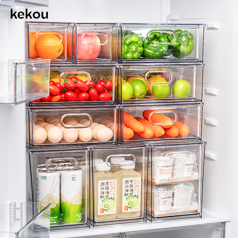 可扣抽屉式冰箱收纳盒